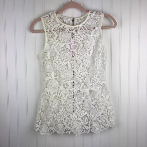 CAbi Tops - CAbi NWT Needle Lace Shell #800 XS White Peplum